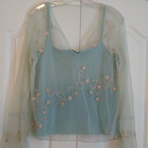 Cami with a sheer over top.